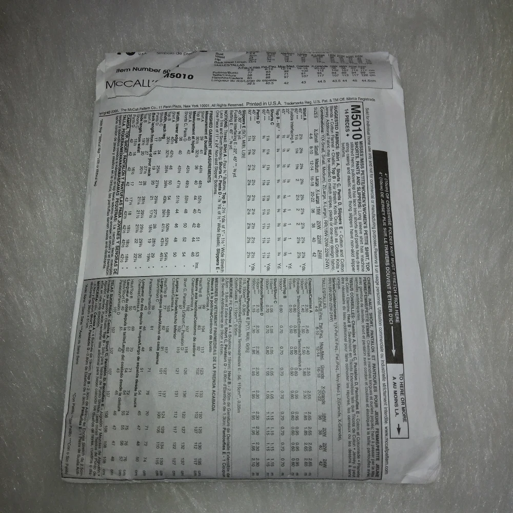 MCCALL'S M5010 Sz 18W-24W Endless Options Select-a-size women's Lounge w…